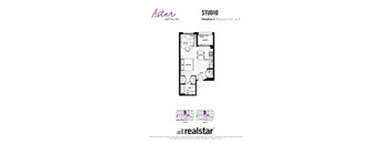 A floor plan for a real estate listing for a studio apartment.