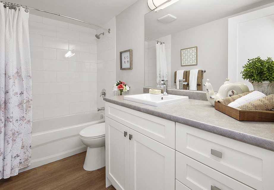 Avalon Apartments bathroom featuring tub shower in Edmonton, AB