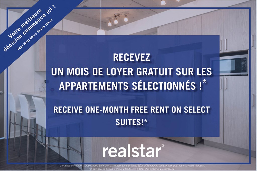 image with a incentive sign receive one month free rent on select suites at Axial Tower