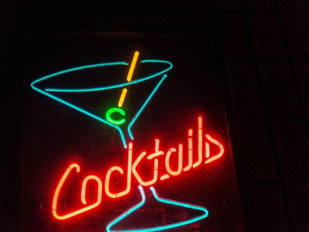 Neon sign that reads cocktails