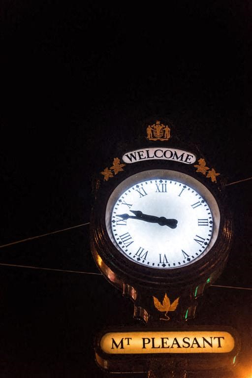 Clock glowing at night