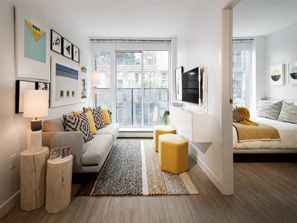 The Duke in Vancouver, BC Livingroom with access to private balcony