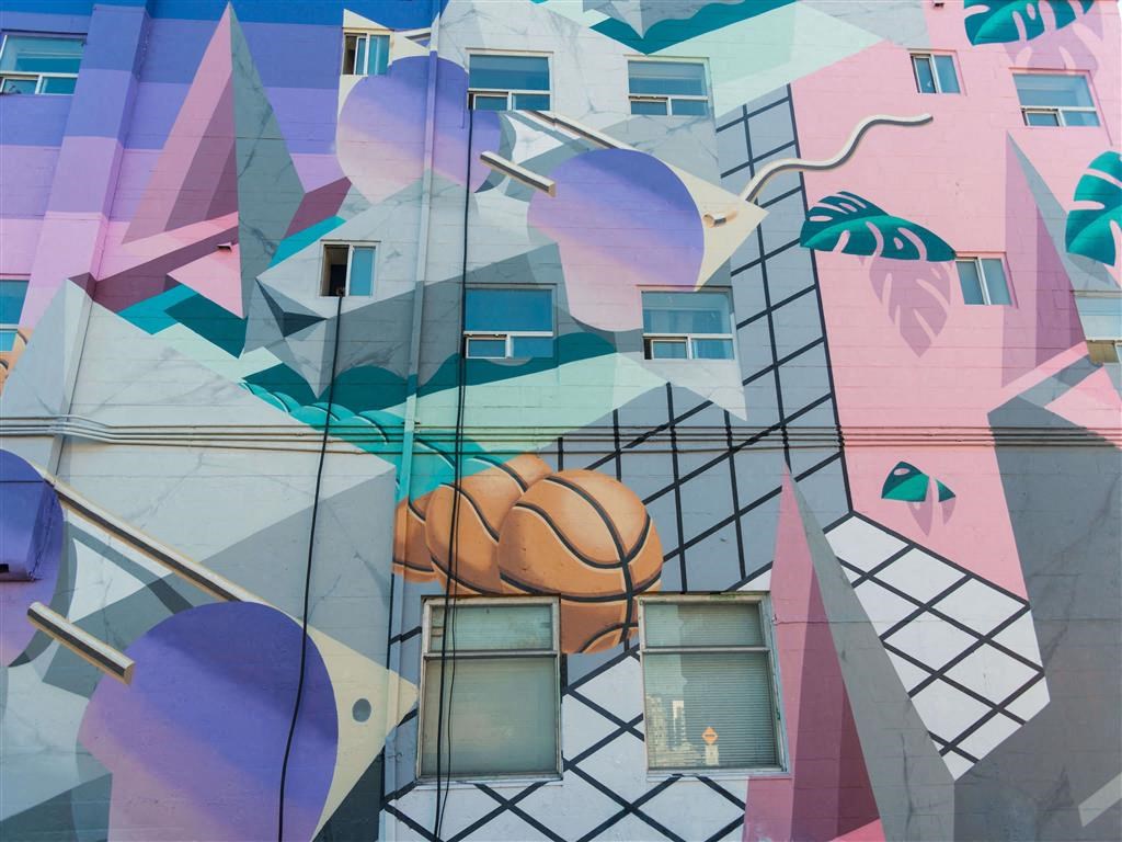 Mural on exterior wall of building