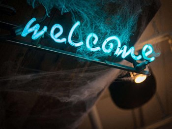 Neon sign that reads welcome - Photo Gallery 58