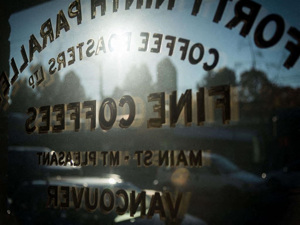 View from window inside a coffee shop