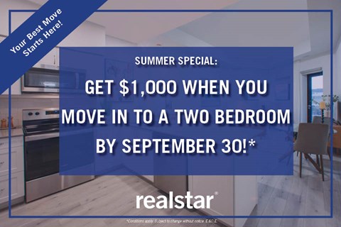 get 1000 when you move in to a two bedroom