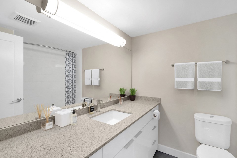 Bayview Gardens Apartments bathroom featuring modern finishes in White Rock, BC