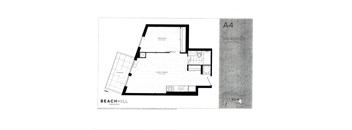 One bedroom, one bathroom apartment layout at BeachHill Apartments in Toronto, ON