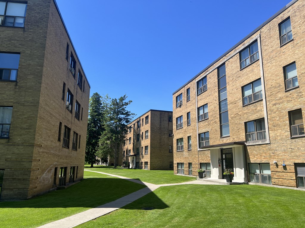 exterior of the buildings at Bexhill Court Apartments in Etobicoke Toronto Ontario