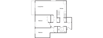 Braemar Gardens 2 bedroom 1 bathroom  floor plan variation B