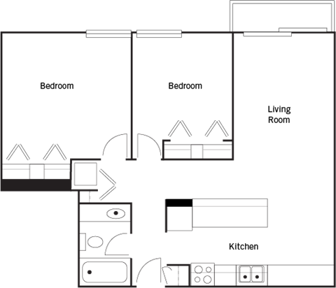 Braemar Gardens 2 bedroom 1 bathroom  floor plan variation C