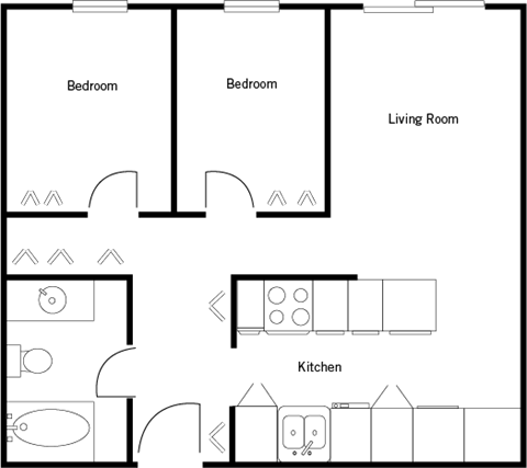 Braemar Gardens 2 bedroom, 1 bathroom floor plan in Coquitlam, BC