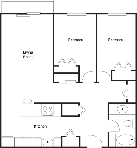 Braemar Gardens 2 bedroom 1 bathroom  floor plan variation E