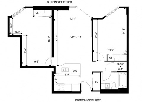 Britannia by the Bay Floorplan - 2 bed 1 bath variation E