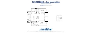 the floor plan of two bedroom + den apartment