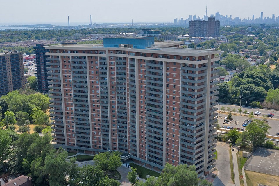 Exterior with view of Toronto skyline at Cambridge Place