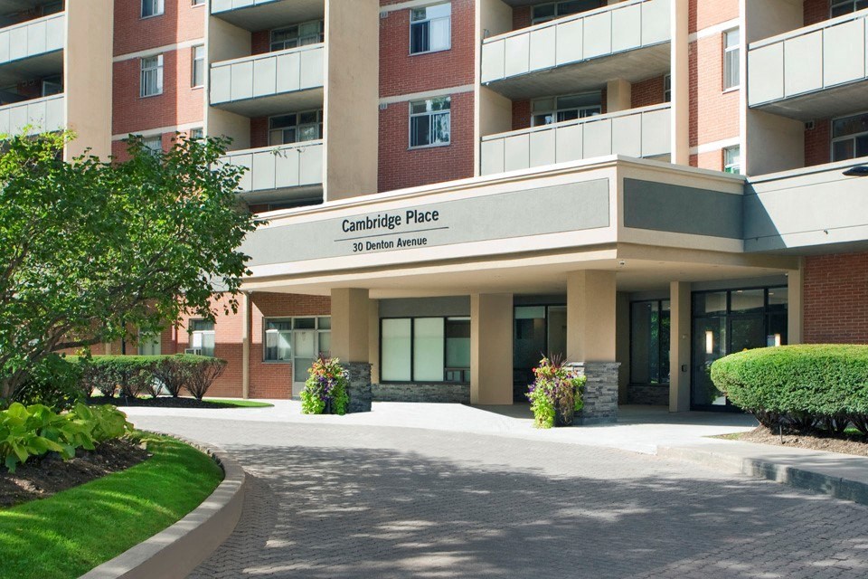 Cambridge Place Apartments building exterior entrance in Scarborough, ON