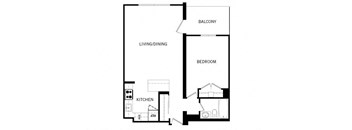 Cambridge Place in Toronto, ON open concept 1 bed 1 bath floor plan F