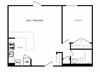 Cambridge Place in Toronto, ON open concept 1 bed 1 bath floor plan
