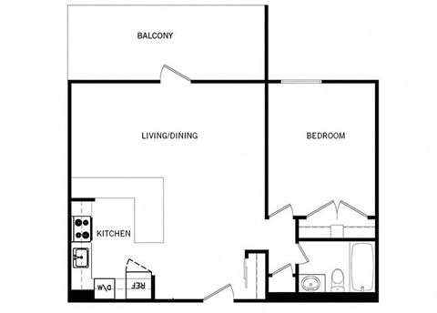 Cambridge Place in Toronto, ON open concept 1 bed 1 bath floor plan D