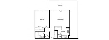 Cambridge Place in Toronto, ON open concept 1 junior bed 1 bath floor plan B