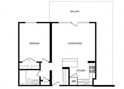 Cambridge Place in Toronto, ON open concept 1 junior bed 1 bath floor plan B