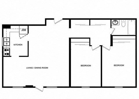 Cambridge Place in Toronto, ON 2 bed 1 bath floor plan