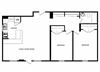 Cambridge Place in Toronto, ON open concept 2 bed 1 bath floor plan