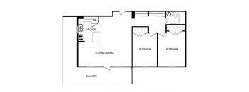 Cambridge Place in Toronto, ON open concept 2 bed 1 bath floor plan D