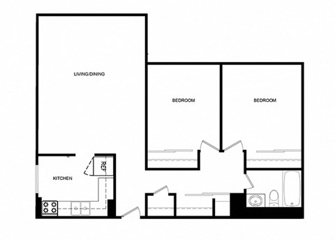 Cambridge Place in Toronto, ON 2 bed 1 bath floor plan