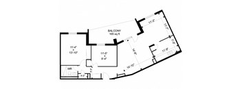 Cambridge Place in Toronto, ON 2 bed 1 bath floor plan