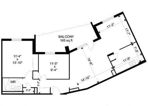 Cambridge Place in Toronto, ON 2 bed 1 bath floor plan