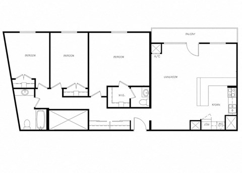 Cambridge Place in Toronto, ON open concept 3 bed 2 bath floor plan