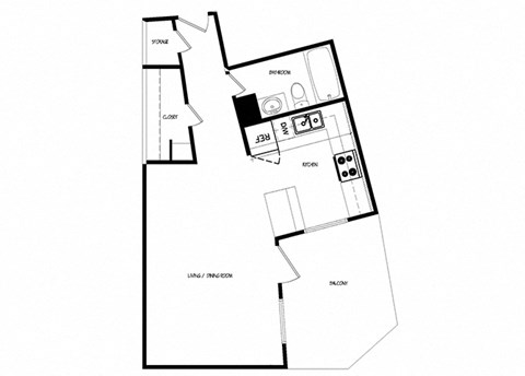 Cambridge Place in Toronto, ON bachelor 1 bathroom floorplan
