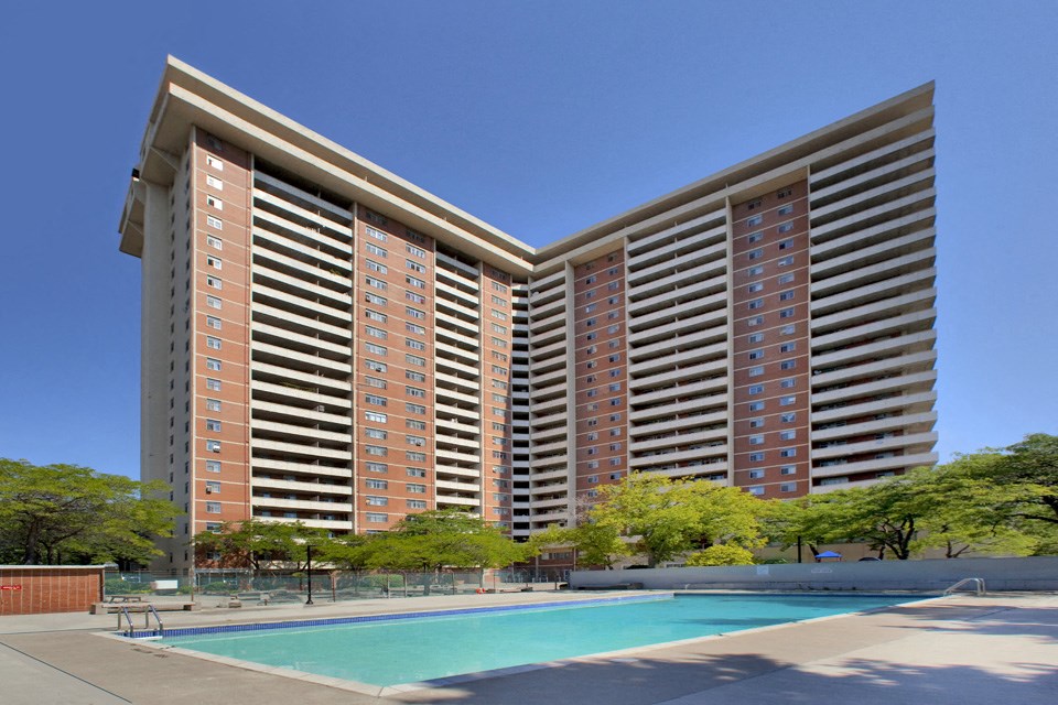 Cambridge Place Apartments featuring seasonal outdoor pool in Scarborough, ON