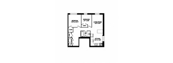 Two bedroom one bathroom apartment variation G layout at Cedarpoint Apartments in Cambridge, ON