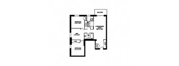 Two bedroom plus den one bathroom apartment variation I layout at Cedarpoint Apartments in Cambridge, ON