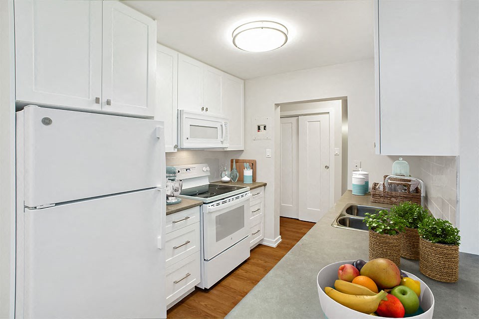 Chestnut Court kitchen with fridge, stove and dishwasher in St. Thomas, ON