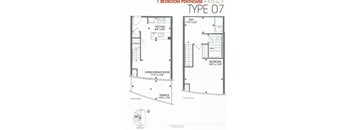 the floor plans for the two bedroom pent house type 01 and 02