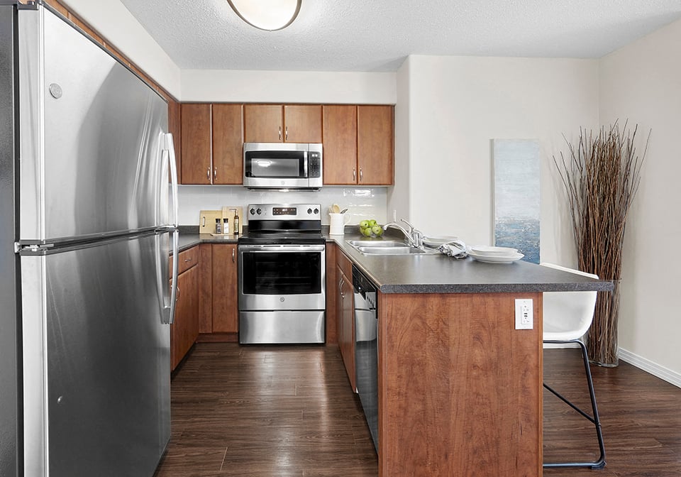 Elizabeth Gardens in Edmonton, AB kitchen includes stainless steel appliances