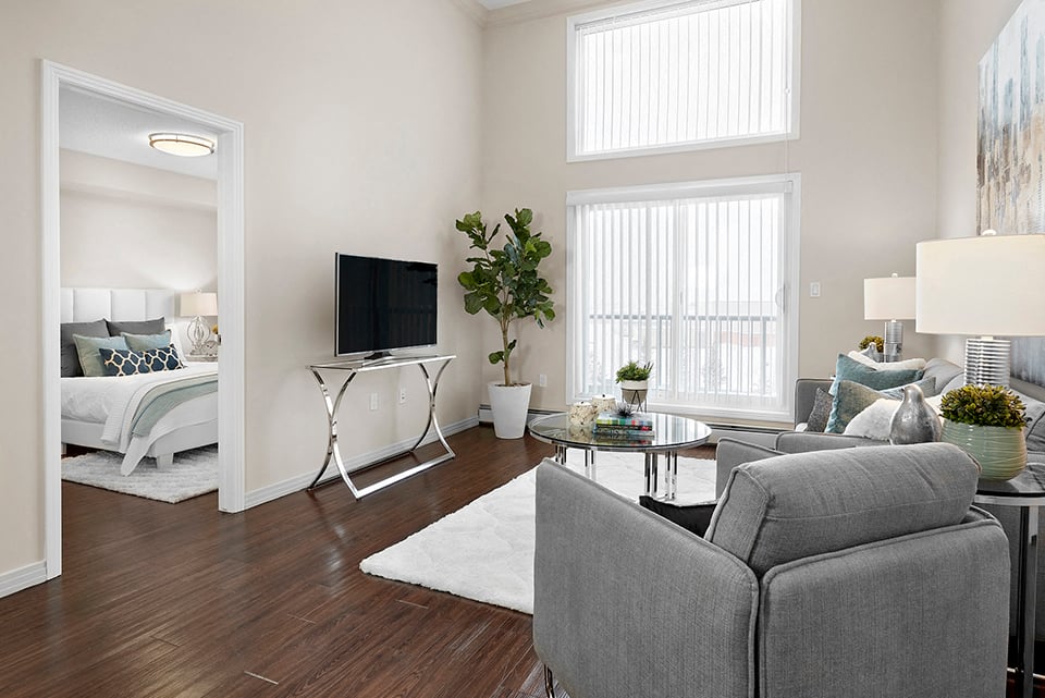 Elizabeth Gardens in Edmonton, AB living room with large windows