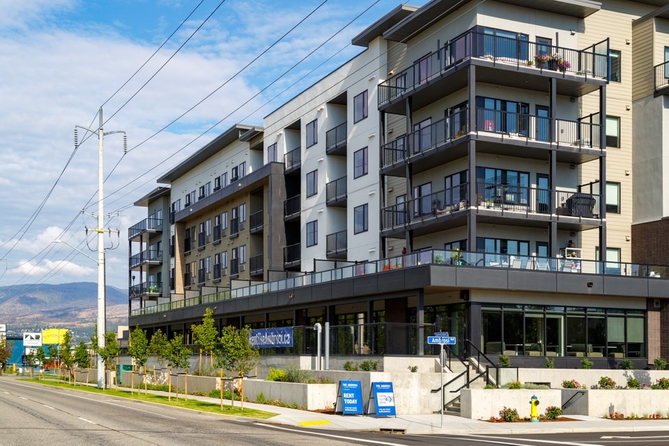 Luxury apartments exterior building The Ambrosi BC Kelowna.