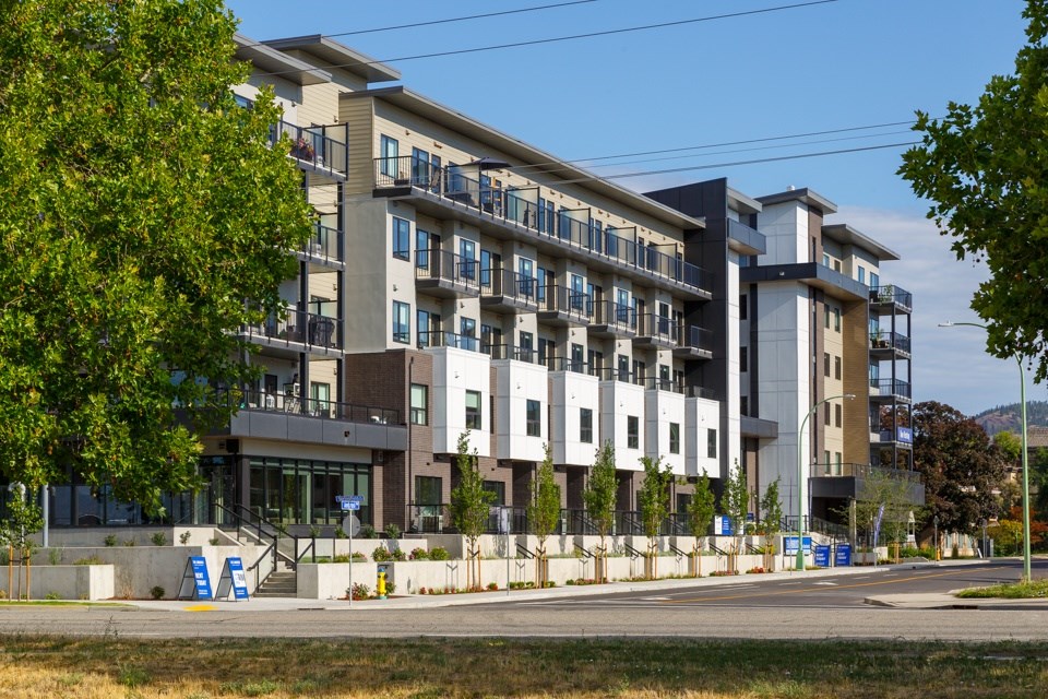 Luxury apartments exterior building The Ambrosi BC Kelowna.