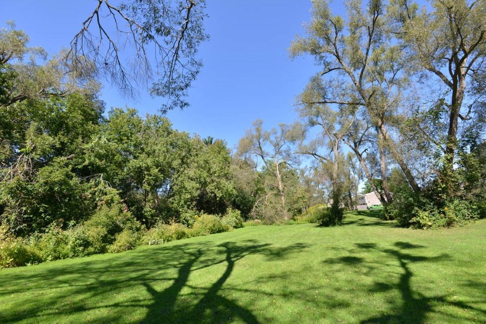 Large grassy field with trees at Creekside Townhomes in Oshawa, ON