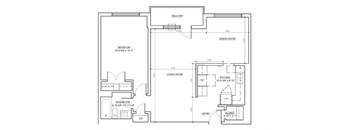 One bedroom 1 bathroom floor plan at Fairway Towers in Sarnia