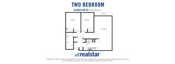 Glades on 55 apartments two bedroom, one bathroom variation A