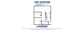 Glades on 55 apartments two bedroom, one bathroom variation B