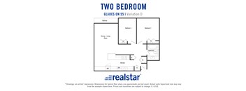 Glades on 55 apartments two bedroom, one bathroom variation D