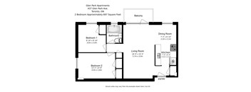 A floor plan for a 2 bedroom apartment at Glen Park Apartments.