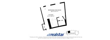 Harbourview Apartments bachelor layout variation B in Oakville, ON